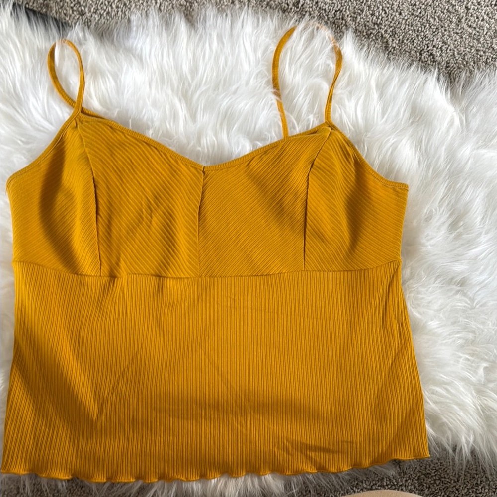 Gold Ribbed Bustier Camisole Tank Top